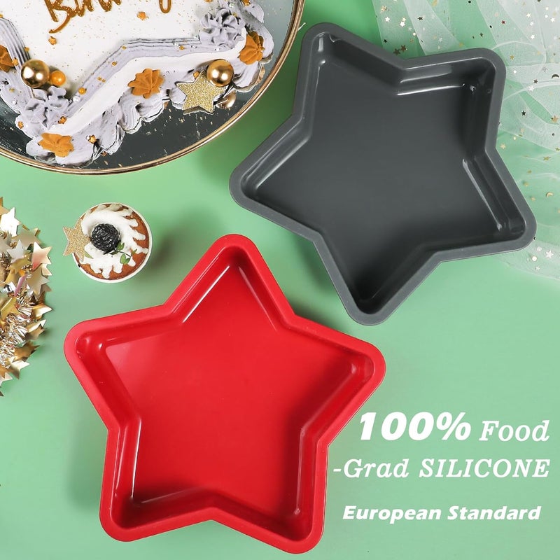 Webake قالب كعكة نجمة سيليكون 10 بوصة كبير غير لاصق على شكل نجمة للخبز، عيد ميلاد، خالي من BPA، مجموعة من 2 - Image 3